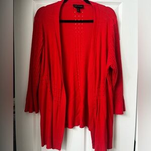 Lane Bryant Women’s 18/20 orange red Long Open Front Cardigan with hole design